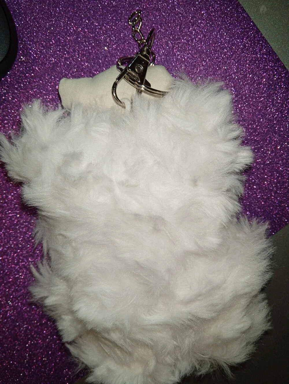 Plush Cute White Chef Bear Keychain Pendant, Unbranded